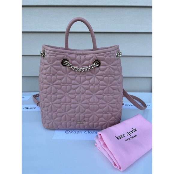 Kate Spade backpack bloom quilted medium leather backpack pink main image 11